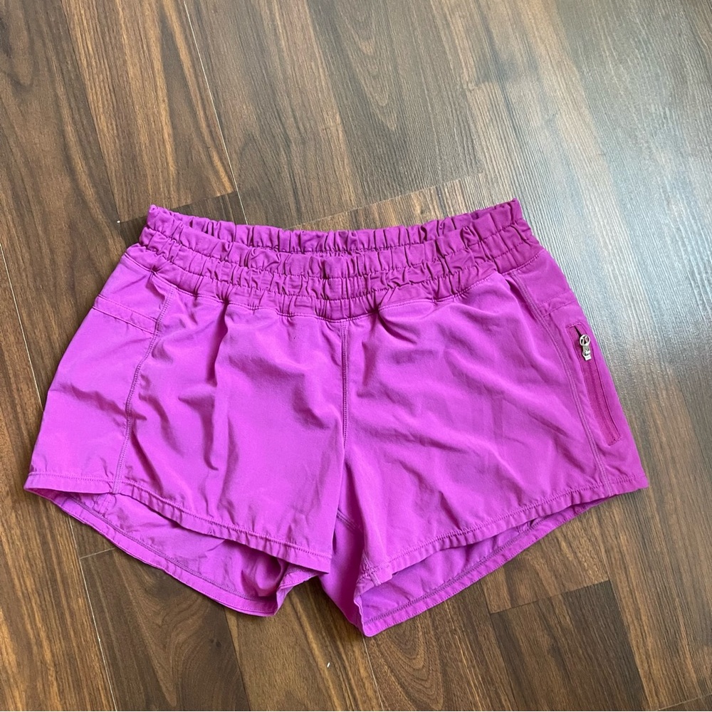 Lululemon low rise lined shorts with a wide power luxtreme waistband..
